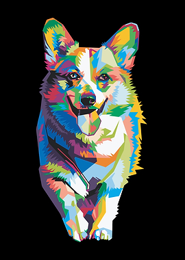 Colorful Corgi Dog Portrait