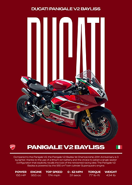 Ducati Panigale V2 Bayliss Motorcycle Poster