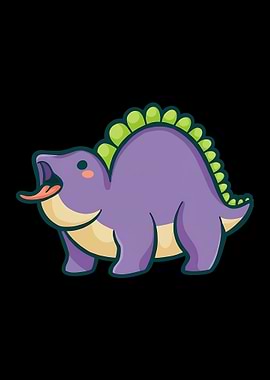 Cute Purple Dinosaur with Green Spikes