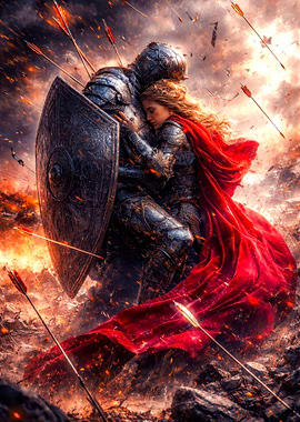 Knight and Woman in Battle