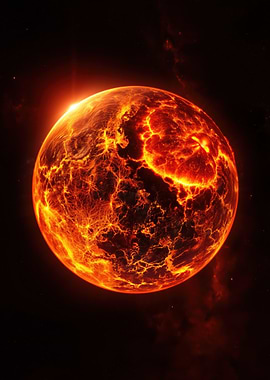 Fiery Planet in Space