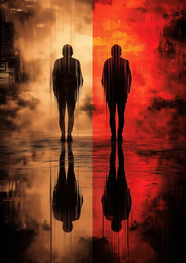 Silhouettes in Abstract Background