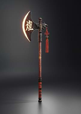 Ornate Chinese Battle Axe