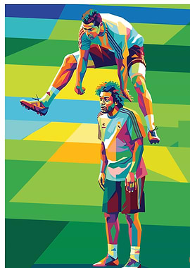 Football players in pop art style