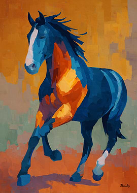 Modern Impressionist Horse Painting Colorful Expression