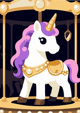 Carousel Unicorn with Golden Saddle