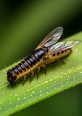 Macro shot of a fly on a leaf