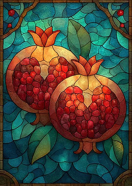 Stained Glass Pomegranates