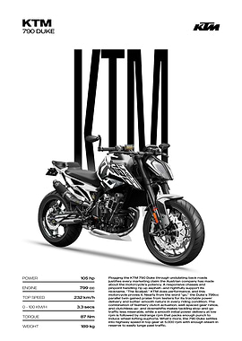 KTM 790 Duke Motorcycle Poster