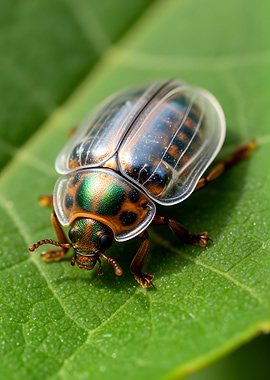Close-up of a colorful beetle on a leaf