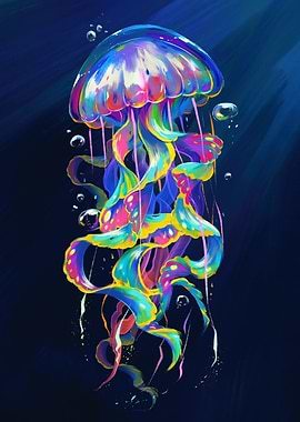 Vibrant Jellyfish in Deep Blue Water