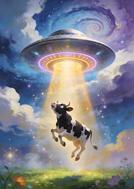 Cow Abducted by UFO in Space