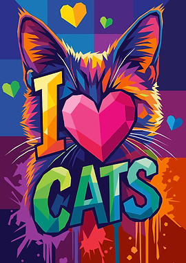 I Love Cats Pop Art