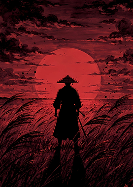 Samurai in a Red Sunset