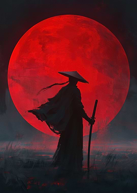 Samurai Under a Red Moon