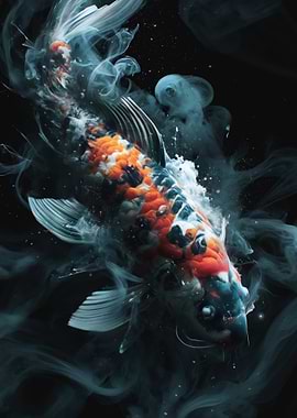 Koi Fish in Smoke