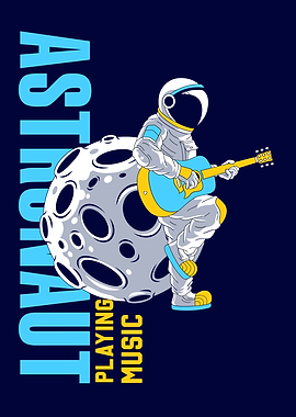 Astronaut Playing Guitar on the Moon