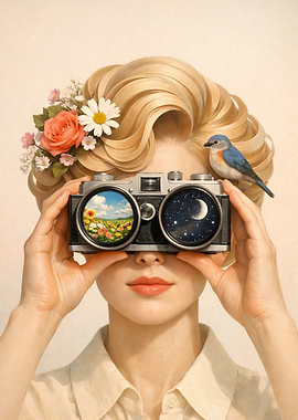 Woman with Camera and Bird