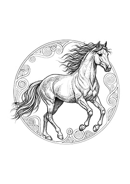 Elegant Horse in Circular Design