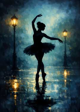 Ballerina dancing in the rain