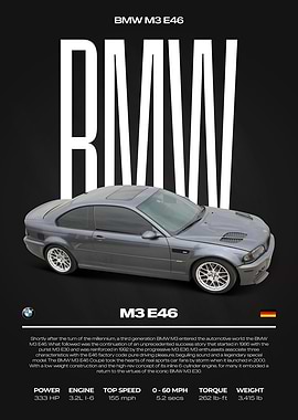 BMW M3 E46 Car Poster