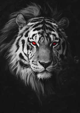 Intense Tiger with Red Eyes