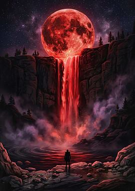 Blood Moon Waterfall Descent
