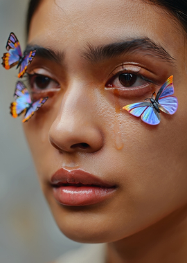 Woman with Butterflies and Tears