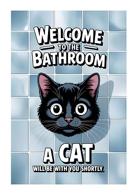 Funny Cat Bathroom Welcome Sign