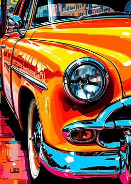 Vibrant Orange Classic Car