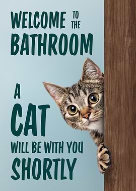 Cat Peeking in Bathroom