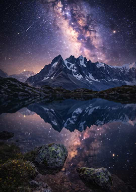 Milky Way over Mountain Lake Reflection