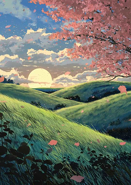 Serene Cherry Blossom Landscape