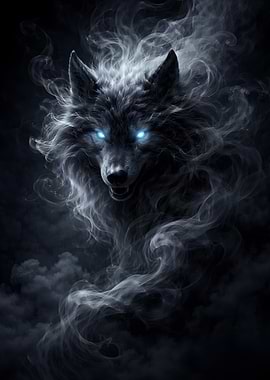 Smoke Wolf with Glowing Eyes