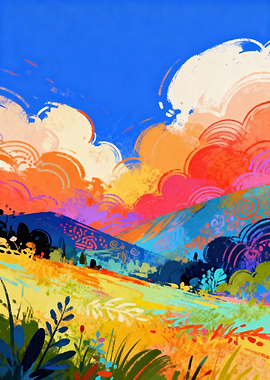 Vibrant Abstract Landscape Painting