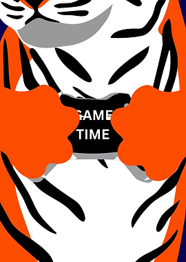 Tiger Playing Video Games