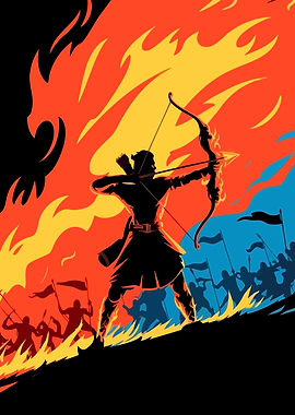 Archer in Fiery Battle