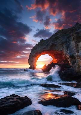 Sunset Through Sea Arch