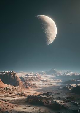 Alien Moonscape with Celestial Bodies