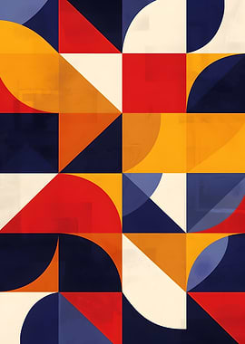 Geometric Abstract Art with Primary Colors