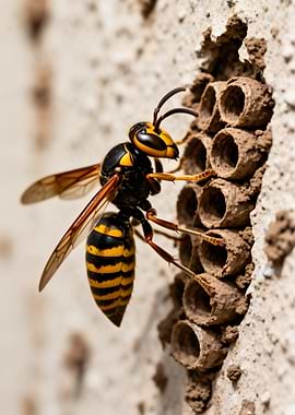 Wasp on a Mud Nest