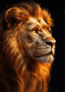 Majestic Lion with Fiery Mane