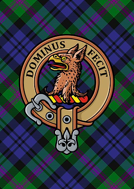 Scottish Clan Baird Crest over Tartan Background
