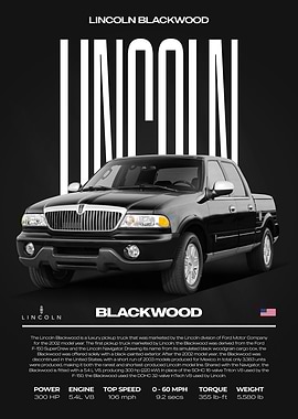 Lincoln Blackwood Pickup Truck Car Poster