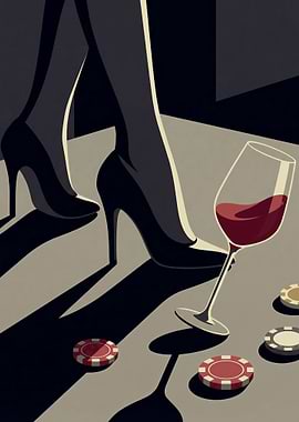 Minimalist High Heels Wine Glass Luxury Night