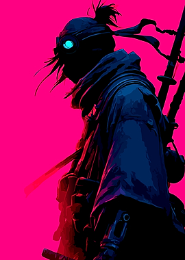 Cyberpunk Samurai with Glowing Eye