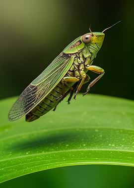 Green Cicada on Leaf