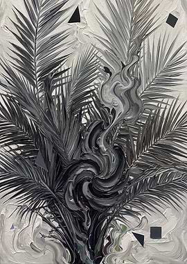 Abstract Palm Fronds with Geometric Shapes