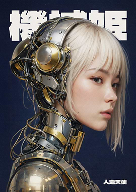 Cyborg Woman with Mechanical Headgear
