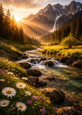 Mountain Stream at Sunrise